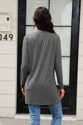 Basic Bae Women's Open Front Long Sleeve Cardigan with Pockets - Lightweight Polyester